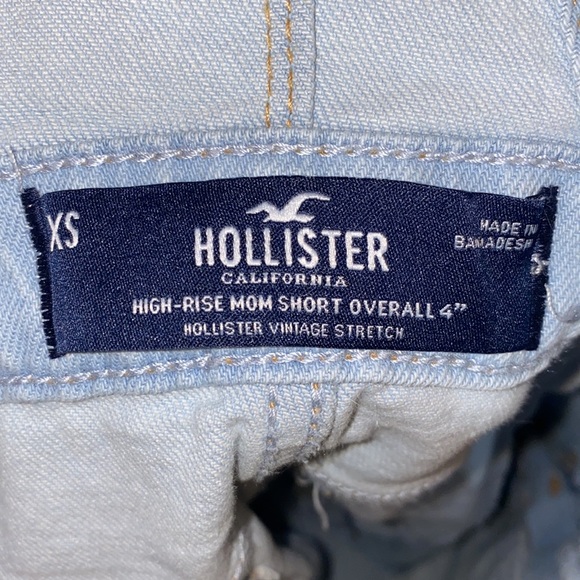 Hollister Light Blue Patchwork Denim Short Overalls - Picture 7 of 7